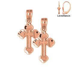 14K or 18K Gold Budded Cross Earrings