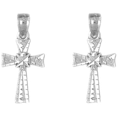 14K or 18K Gold 20mm Glory Cross Earrings