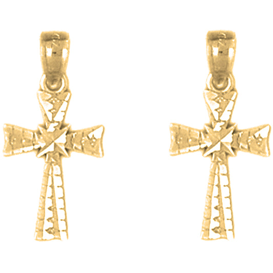 14K or 18K Gold 20mm Glory Cross Earrings