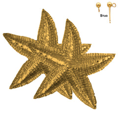 Sterling Silver 31mm Starfish Earrings (White or Yellow Gold Plated)