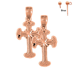 14K oder 18K Gold Ohrringe mit Kreuz