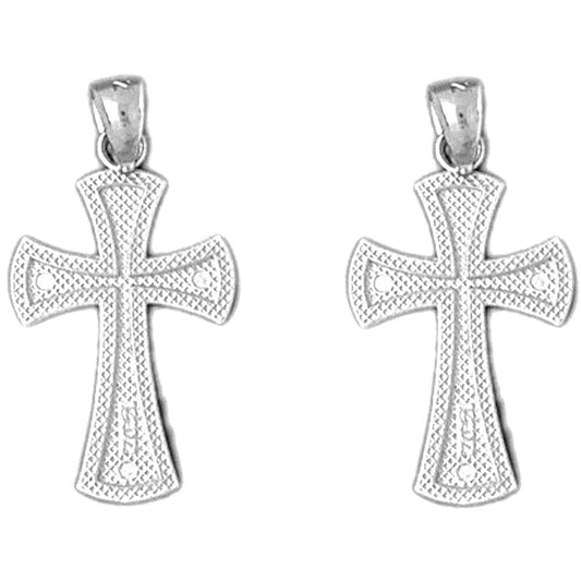Sterling Silver 25mm Teutonic Cross Earrings