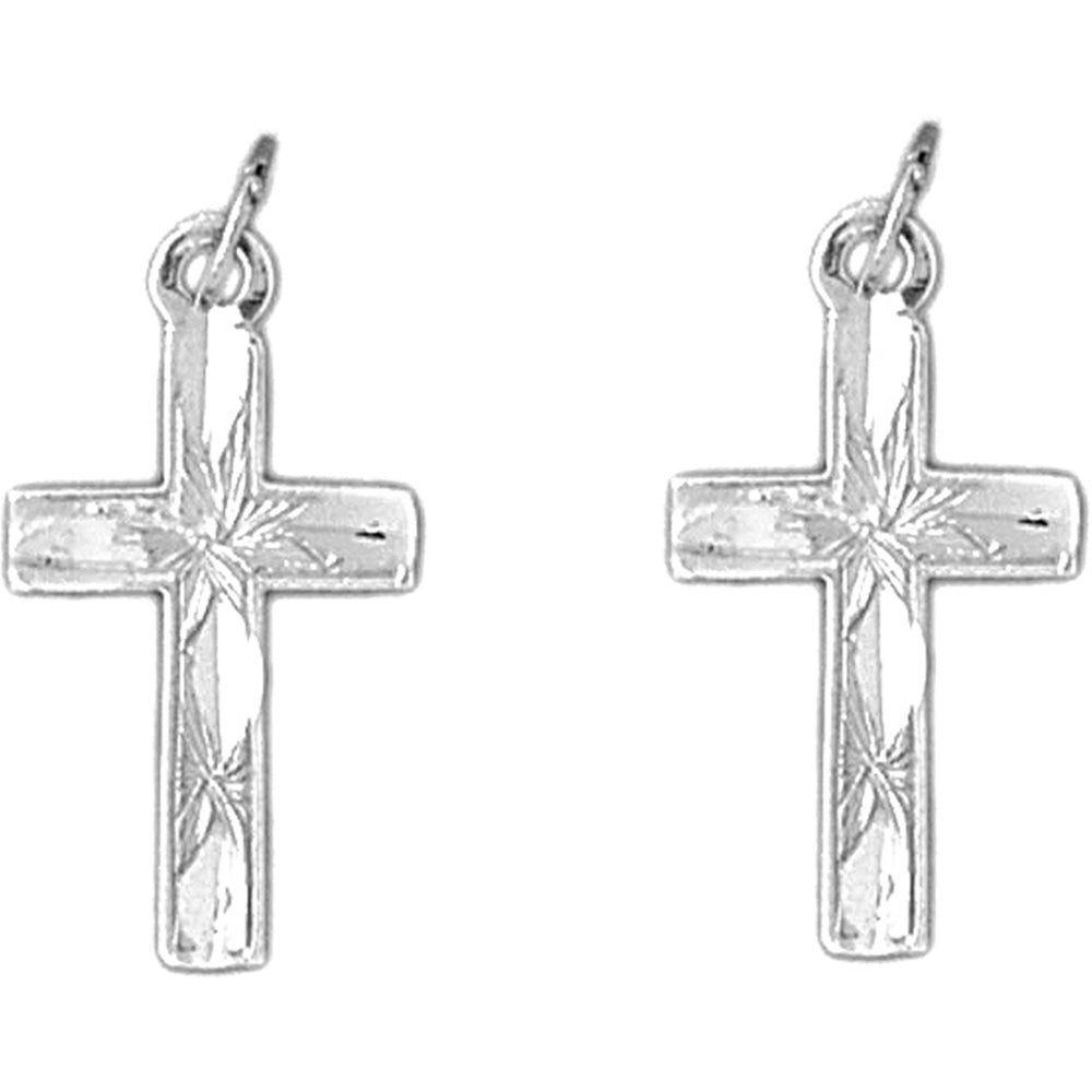 Sterling Silver 25mm Latin Cross Earrings