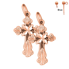 14K or 18K Gold Budded Cross Earrings