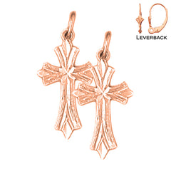 14K or 18K Gold Budded Cross Earrings