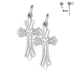 14K or 18K Gold Budded Cross Earrings