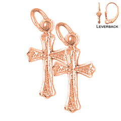 14K or 18K Gold Budded Cross Earrings