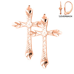 14K or 18K Gold Budded Cross Earrings