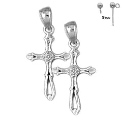 14K or 18K Gold Budded Cross Earrings