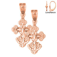 14K or 18K Gold Budded Cross Earrings