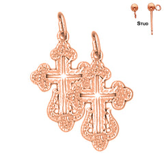 14K or 18K Gold Budded Cross Earrings