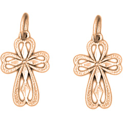 14K or 18K Gold 18mm Latin Cross Earrings