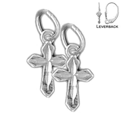 Sterling Silver 57mm Passion Cross Earrings (White or Yellow Gold Plated)