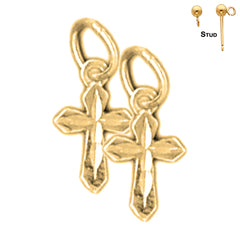 Sterling Silver 57mm Passion Cross Earrings (White or Yellow Gold Plated)