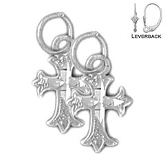 14K or 18K Gold Budded Cross Earrings