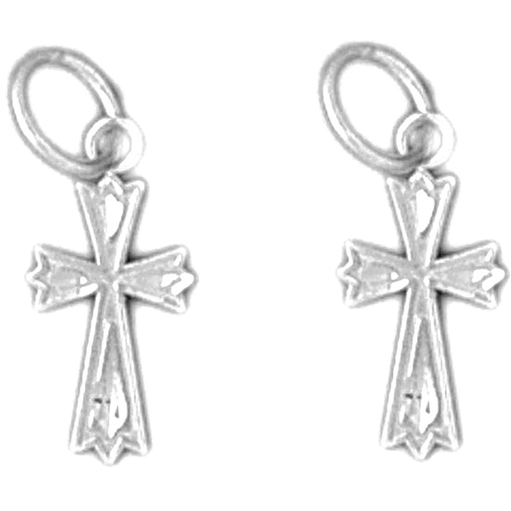 Sterling Silver 11mm Budded Cross Earrings
