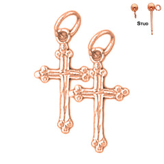 14K or 18K Gold Budded Cross Earrings