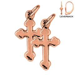 14K or 18K Gold Budded Cross Earrings