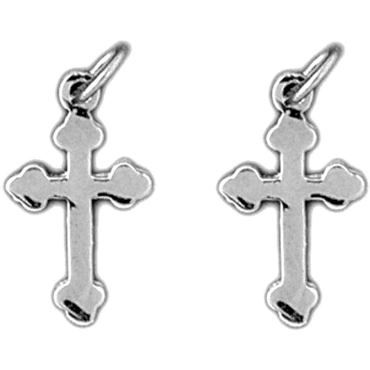 Sterling Silver 19mm Budded Cross Earrings