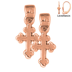 14K or 18K Gold Budded Cross Earrings