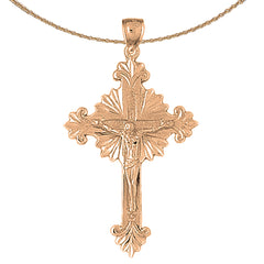 10K, 14K or 18K Gold Budded Glory Crucifix Pendant