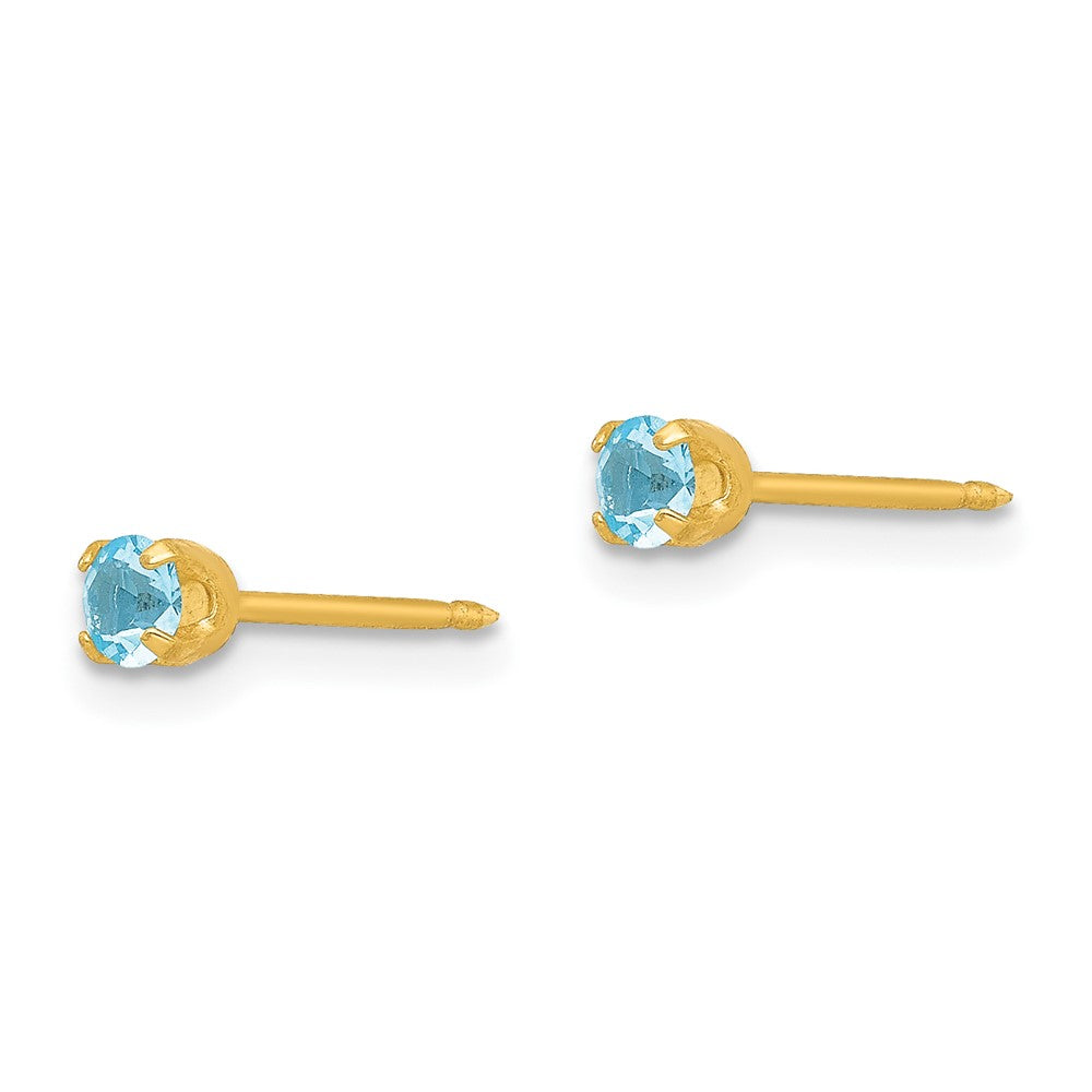 Inverness 24K Gold-plated March Lt Blue Crystal Birthstone Earrings