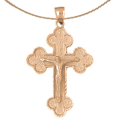 10K, 14K or 18K Gold Budded Crucifix Pendant