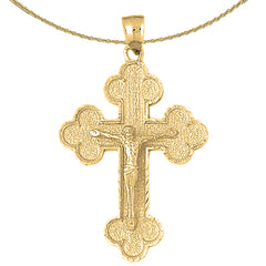 10K, 14K or 18K Gold Budded Crucifix Pendant