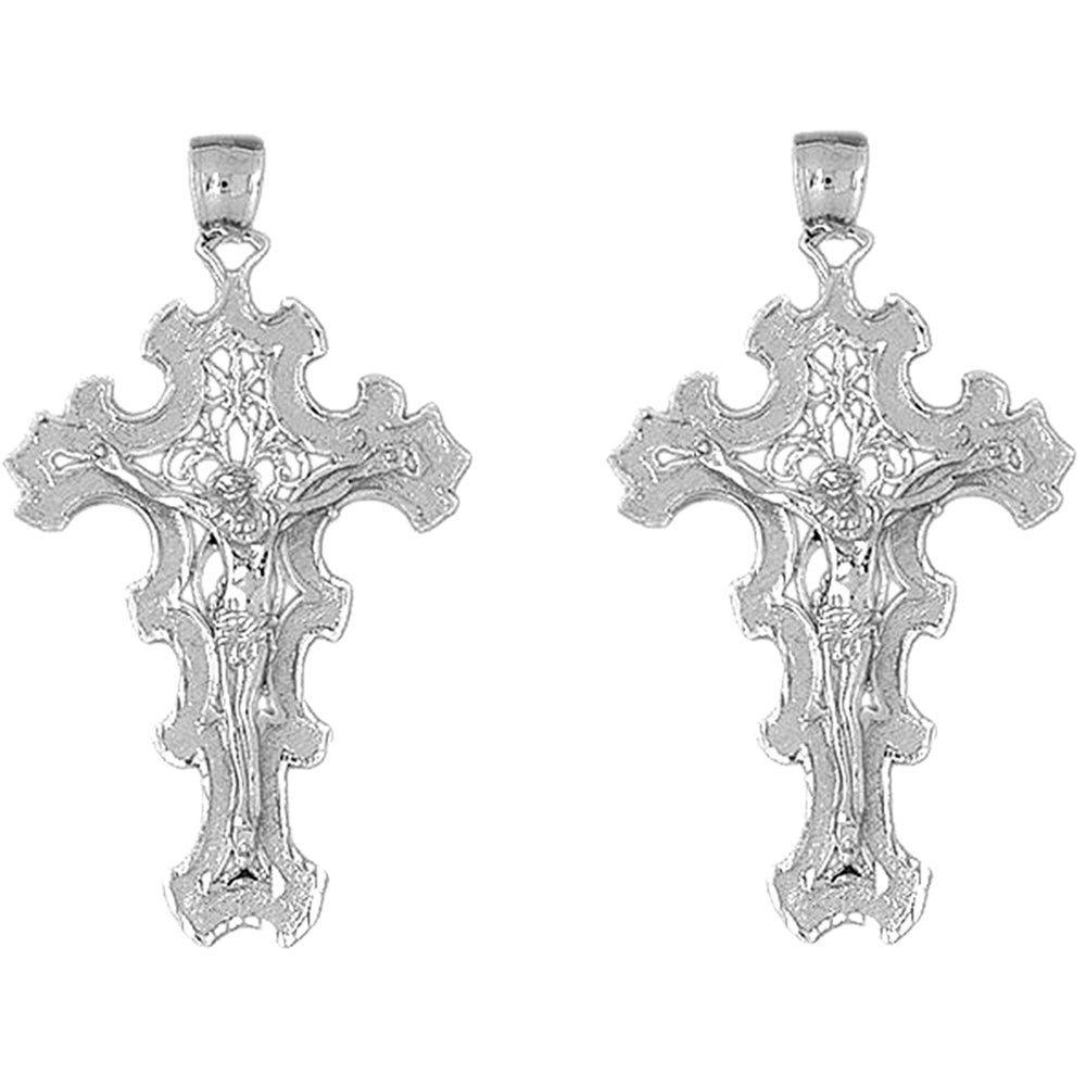 Sterling Silver 55mm Crucifix Earrings