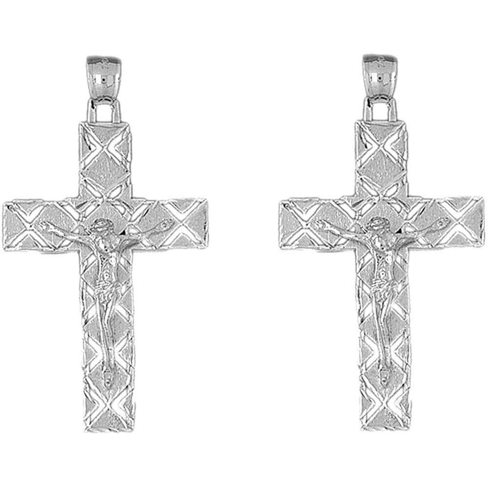 Sterling Silver 57mm Latin Crucifix Earrings