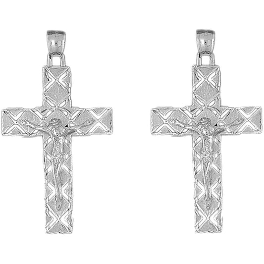 Sterling Silver 57mm Latin Crucifix Earrings