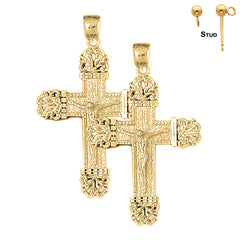 14K or 18K Gold Vine Crucifix Earrings