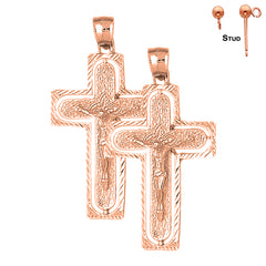 14K or 18K Gold Routed Crucifix Earrings