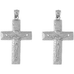 14K or 18K Gold 53mm INRI Crucifix Earrings
