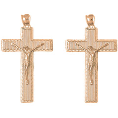 14K or 18K Gold 54mm Latin Crucifix Earrings