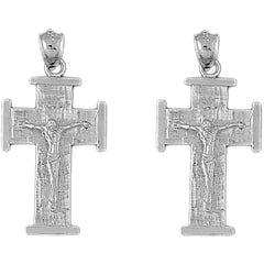 14K or 18K Gold 37mm Teutonic Crucifix Earrings