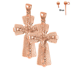 14K or 18K Gold Nugget Crucifix Earrings