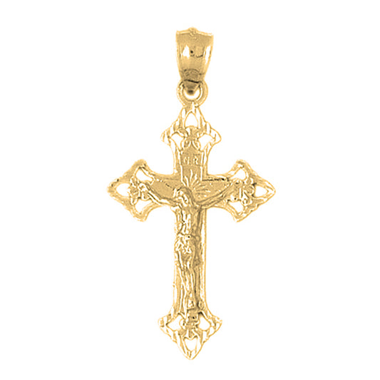 10K, 14K or 18K Gold Budded Crucifix Pendant
