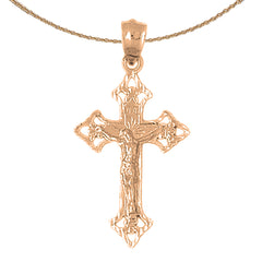 10K, 14K or 18K Gold Budded Crucifix Pendant