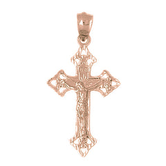 10K, 14K or 18K Gold Budded Crucifix Pendant