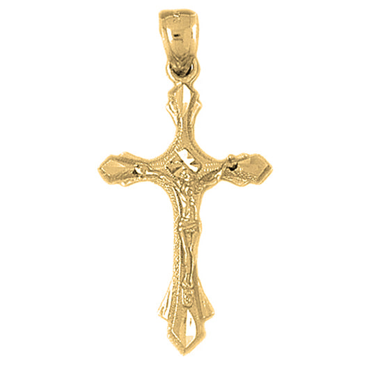 10K, 14K or 18K Gold Budded Crucifix Pendant