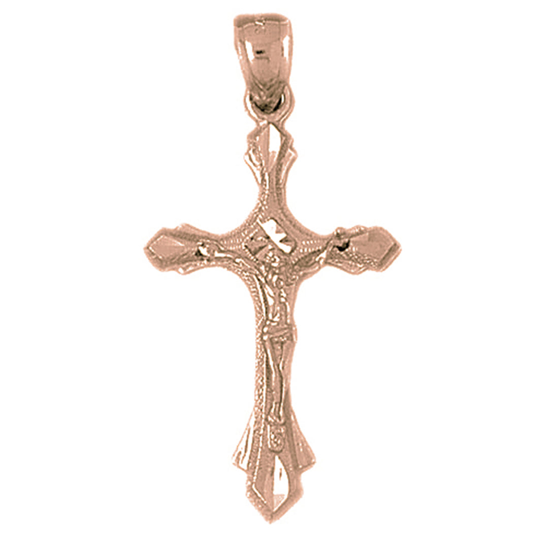 10K, 14K or 18K Gold Budded Crucifix Pendant