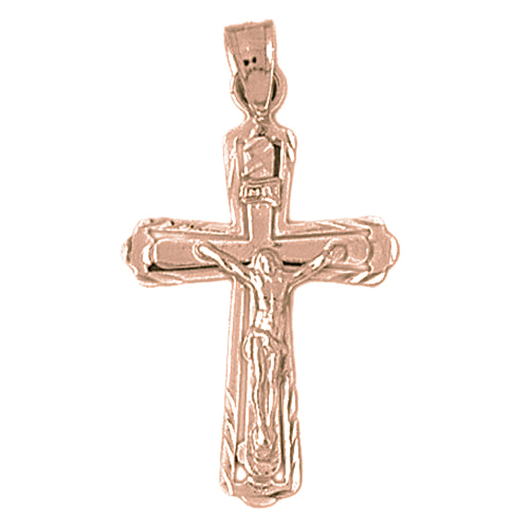 10K, 14K or 18K Gold INRI Crucifix Pendant