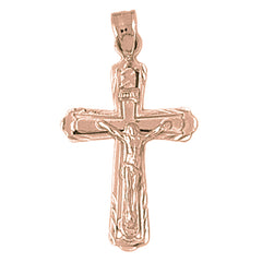 10K, 14K or 18K Gold INRI Crucifix Pendant