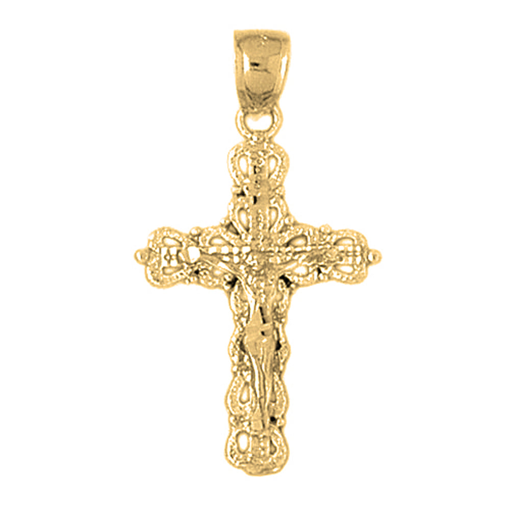 10K, 14K or 18K Gold Budded Crucifix Pendant