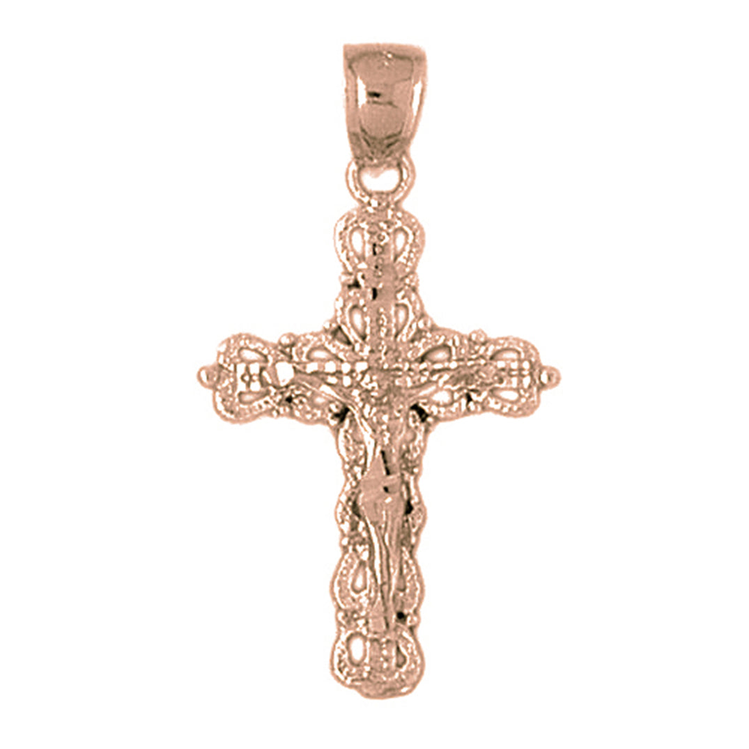10K, 14K or 18K Gold Budded Crucifix Pendant