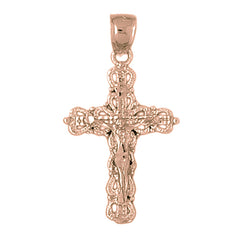 10K, 14K or 18K Gold Budded Crucifix Pendant