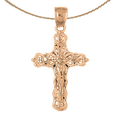 10K, 14K or 18K Gold Budded Crucifix Pendant