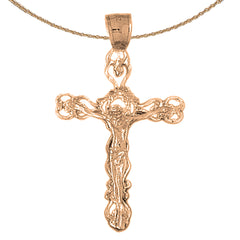 10K, 14K or 18K Gold Budded Crucifix Pendant
