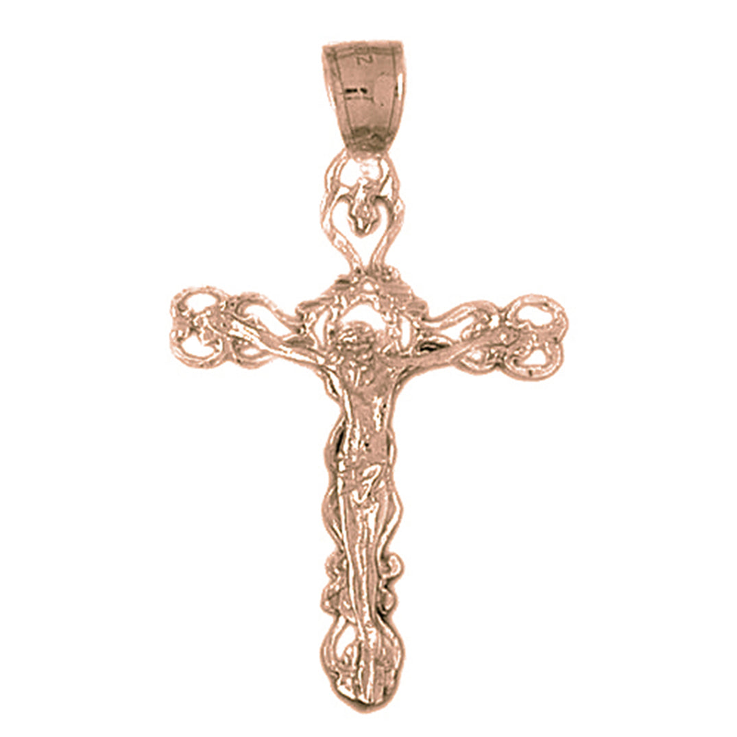 10K, 14K or 18K Gold Budded Crucifix Pendant